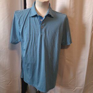 Men's Southern Tide S/S polo shirt - brrr - L - Blue on blue stripes
